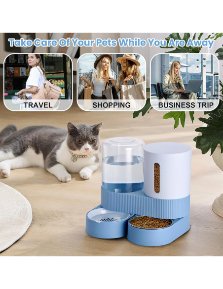 Comedero Automático Pawzone para Gatos y Perros 2.6L Azul