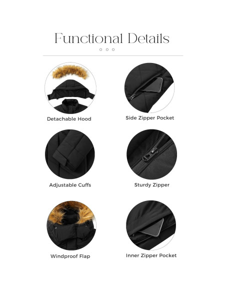 Chaqueta de Esquí Impermeable Wantdo para Mujeres - Negro