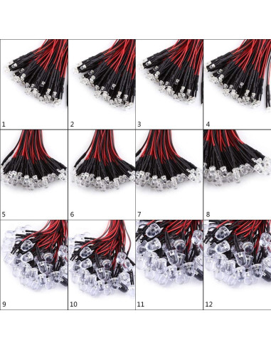 Diodos LED Pre Cableados YWBL-WH 50pcs 3/5/10mm Luz Blanca