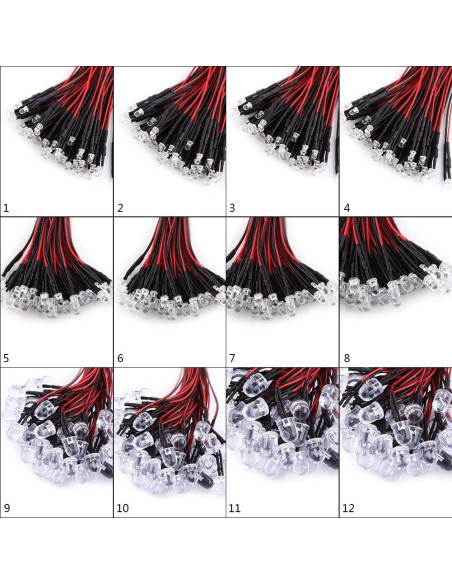 Diodos LED Pre Cableados YWBL-WH 50pcs 3/5/10mm Luz Blanca