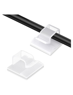 60 Clips Adhesivos Transparentes TEZOP para Gestión de Cables