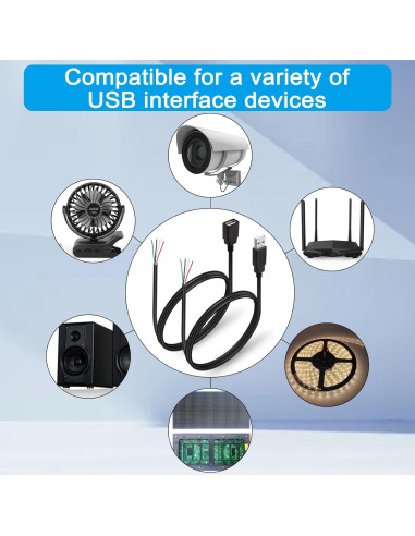 Cable de Datos USB 2.0 Hembra 4 Pines 1m HATMINI