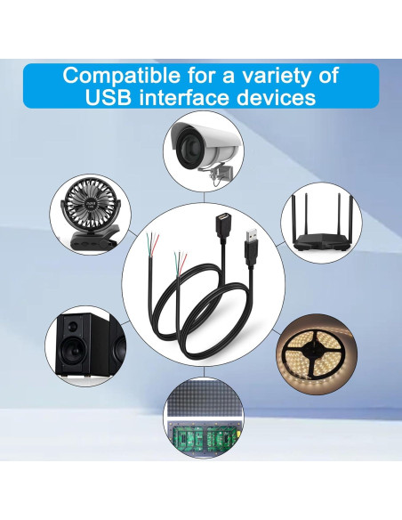 Cable de Datos USB 2.0 Hembra 4 Pines 1m HATMINI