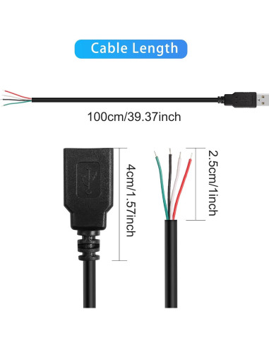 Cable de Datos USB 2.0 Hembra 4 Pines 1m HATMINI