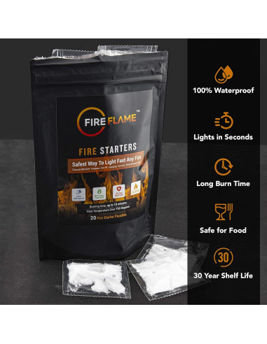 Encendedor FireFlame 20 Paquetes - 100% Impermeable Multiusos