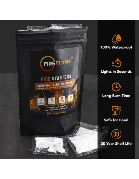 Encendedor FireFlame 20 Paquetes - 100% Impermeable Multiusos