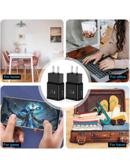 2 Adaptadores de Carga Rápida Adaptativa USB para Samsung