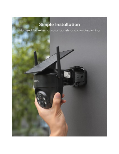 Cámara de Seguridad Solar COOAU C5 PRO 2K Inalámbrica IP66