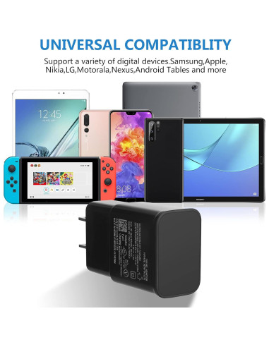 2 Adaptadores de Carga Rápida Adaptativa USB para Samsung