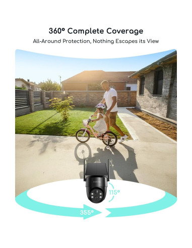 Cámara de Seguridad Solar COOAU C5 PRO 2K Inalámbrica IP66