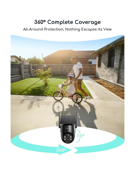 Cámara de Seguridad Solar COOAU C5 PRO 2K Inalámbrica IP66