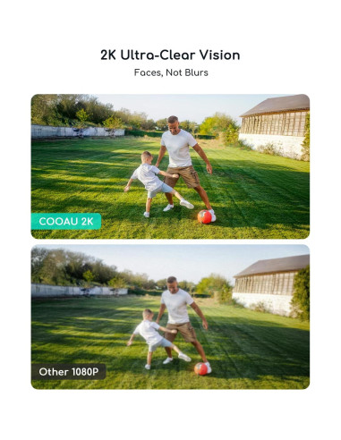Cámara de Seguridad Solar COOAU C5 PRO 2K Inalámbrica IP66