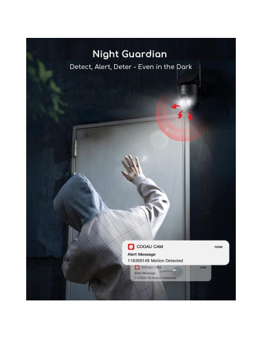 Cámara de Seguridad Solar COOAU C5 PRO 2K Inalámbrica IP66