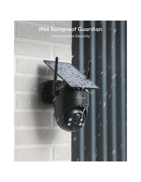 Cámara de Seguridad Solar COOAU C5 PRO 2K Inalámbrica IP66