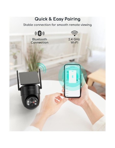 Cámara de Seguridad Solar COOAU C5 PRO 2K Inalámbrica IP66