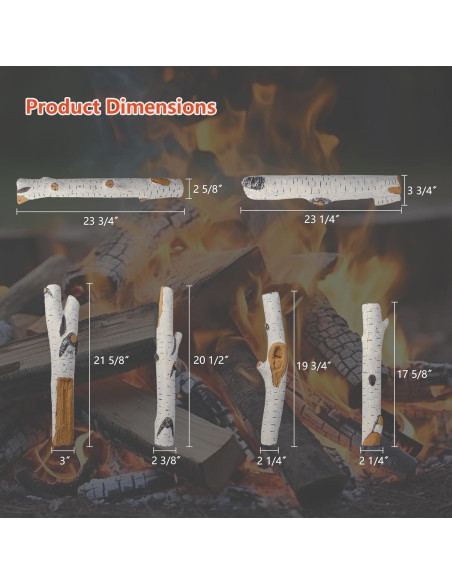 Juego de 6 Troncos Cerámicos para Chimenea FlameDuty 29.5-58.4cm