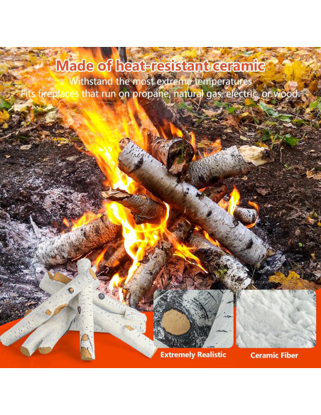 Juego de 6 Troncos Cerámicos para Chimenea FlameDuty 29.5-58.4cm