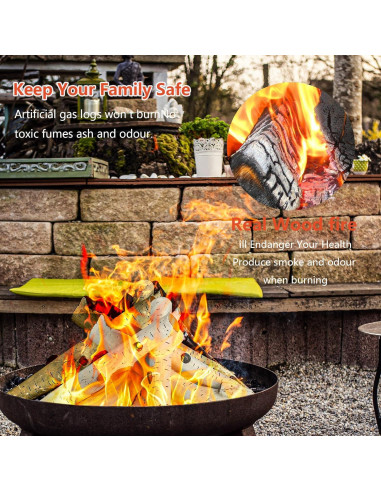 Juego de 6 Troncos Cerámicos para Chimenea FlameDuty 29.5-58.4cm