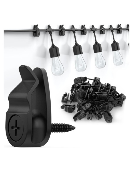Ganchos para Luces de Exterior Lewufe - Paquete de 50, Negro
