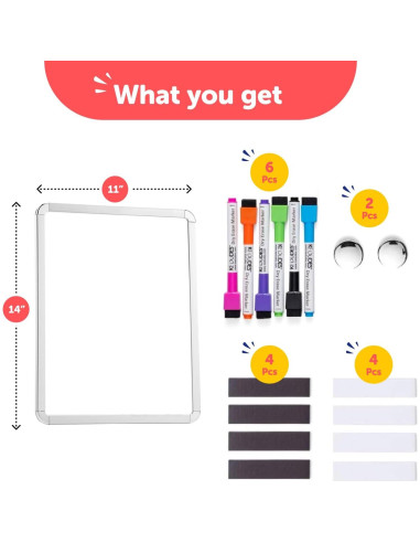 Pizarra Blanca Magnética Kedudes 28x36 cm con 6 Marcadores