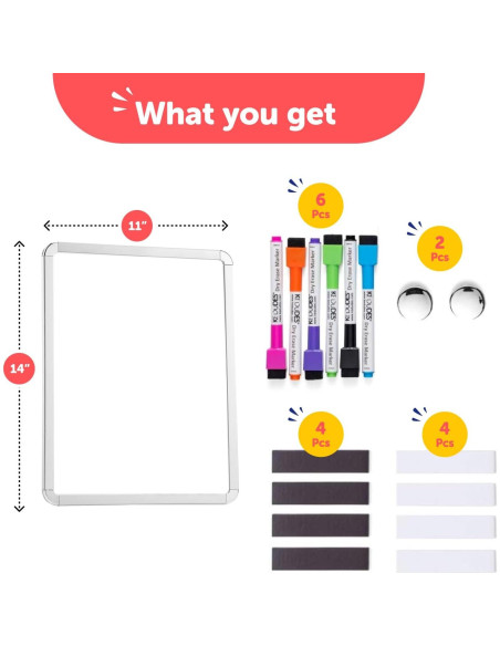 Pizarra Blanca Magnética Kedudes 28x36 cm con 6 Marcadores