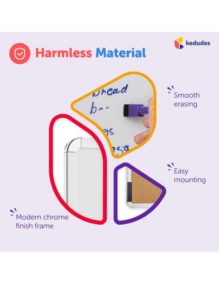 Pizarra Blanca Magnética Kedudes 28x36 cm con 6 Marcadores
