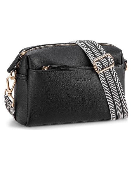 Bolso Cruzado BOSTANTEN de Cuero Vegano para Mujeres Negro