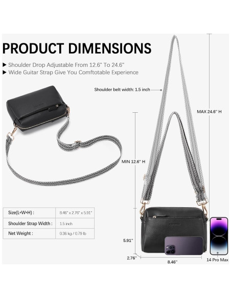 Bolso Cruzado BOSTANTEN de Cuero Vegano para Mujeres Negro