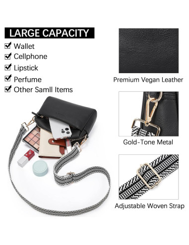 Bolso Cruzado BOSTANTEN de Cuero Vegano para Mujeres Negro