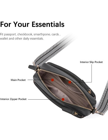 Bolso Cruzado BOSTANTEN de Cuero Vegano para Mujeres Negro