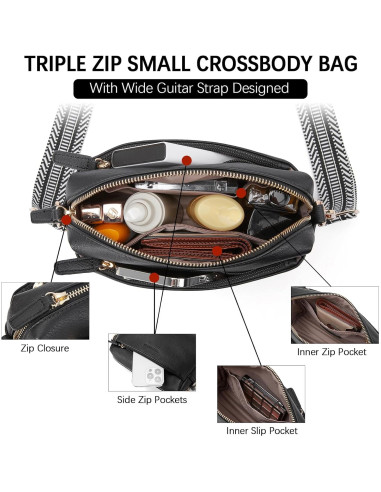 Bolso Cruzado BOSTANTEN de Cuero Vegano para Mujeres Negro