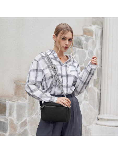 Bolso Cruzado BOSTANTEN de Cuero Vegano para Mujeres Negro