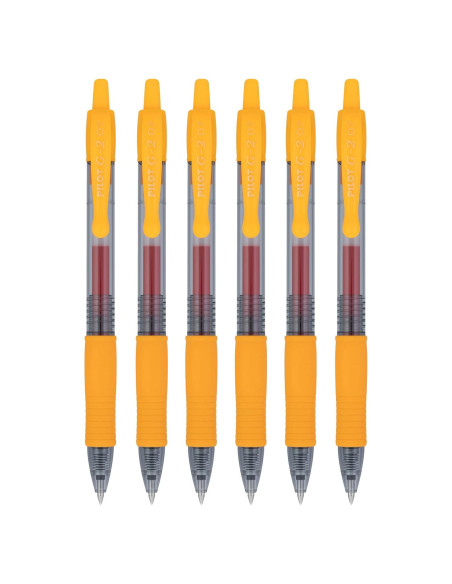 Bolígrafos de Tinta de Gel Pilot G2 Premium 0.7mm Naranja Albaricoque - 6 Unidades