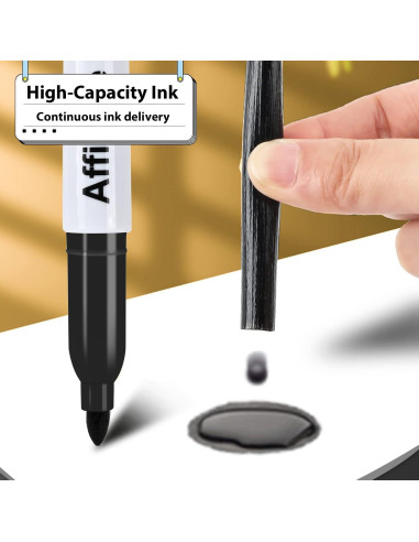 Marcadores Permanentes Affisure 60 Unidades Negro Punta Fina