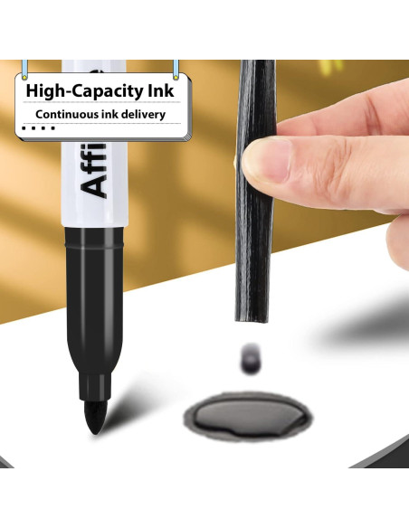 Marcadores Permanentes Affisure 60 Unidades Negro Punta Fina