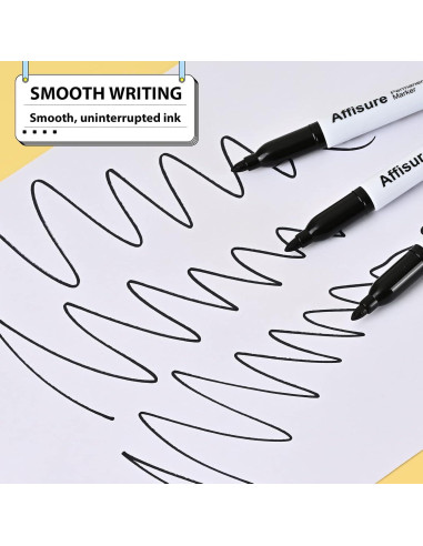 Marcadores Permanentes Affisure 60 Unidades Negro Punta Fina