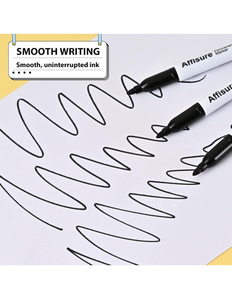 Marcadores Permanentes Affisure 60 Unidades Negro Punta Fina
