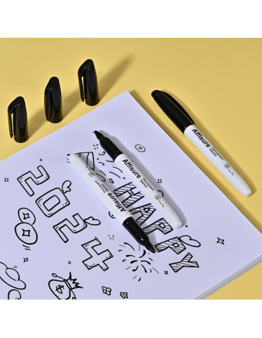 Marcadores Permanentes Affisure 60 Unidades Negro Punta Fina