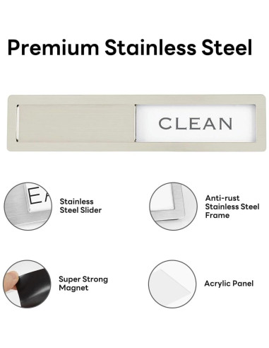 Imán de Acero Inoxidable NEYDADU Limpio Sucio 17.78x4.06cm