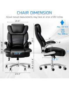 Silla de Oficina Ejecutiva GYI O201 Alta y Ancha Negra 2