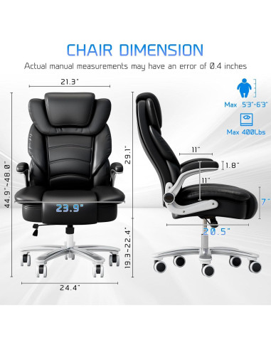 Silla de Oficina Ejecutiva GYI O201 Alta y Ancha Negra