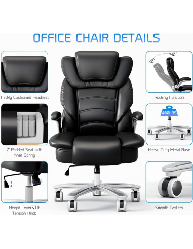 Silla de Oficina Ejecutiva GYI O201 Alta y Ancha Negra