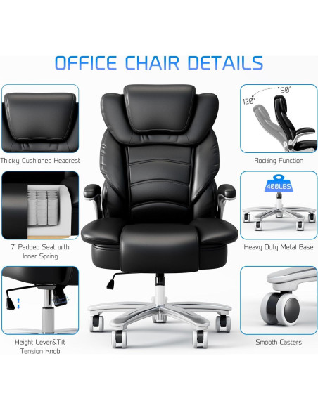 Silla de Oficina Ejecutiva GYI O201 Alta y Ancha Negra