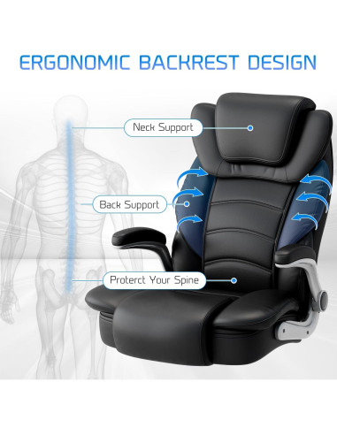 Silla de Oficina Ejecutiva GYI O201 Alta y Ancha Negra