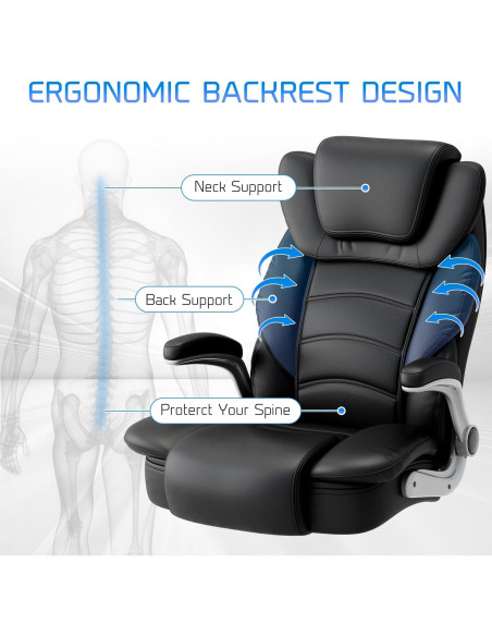Silla de Oficina Ejecutiva GYI O201 Alta y Ancha Negra