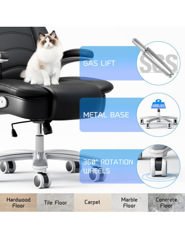 Silla de Oficina Ejecutiva GYI O201 Alta y Ancha Negra