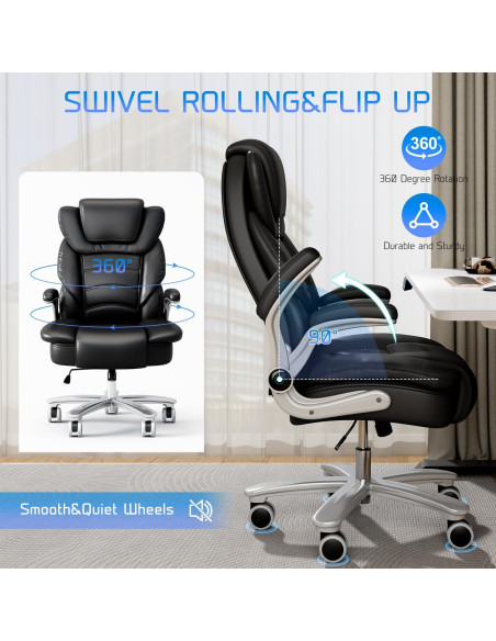 Silla de Oficina Ejecutiva GYI O201 Alta y Ancha Negra