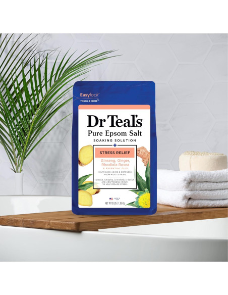 Sal de Epsom Pura Dr Teal 1.36 kg Alivio Estrés Aceites Esenciales