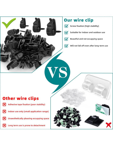 Ganchos para Luces de Exterior Lewufe - Paquete de 50, Negro