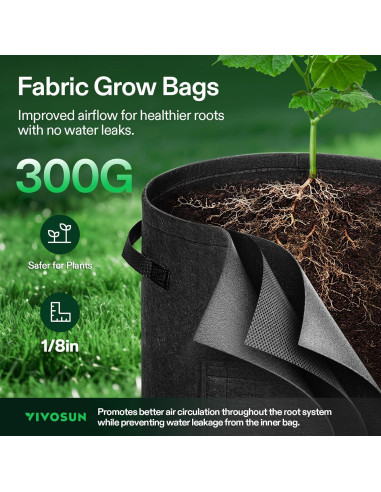 Bolsas de Cultivo VIVOSUN 7 Galones para Papas - 5 Piezas